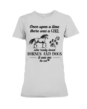 Load image into Gallery viewer, There Was A Girl Who Really Loved Horses And Dogs Ladies Tee
