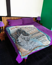 Load image into Gallery viewer, Black And White Wolves Custom Name Gift For Husband Love You Longer Fleece Blanket
