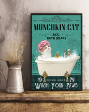 Load image into Gallery viewer, Munchkin Cat Co Bath Soap Wash You Paws Gift For Cat Lovers Vertical Poster
