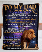 Load image into Gallery viewer, Daughter Gift For Dad Galaxy Lion To Me You Are The World Sherpa Blanket
