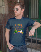 Load image into Gallery viewer, Corgi Sitting On Rainbow I Love St Patrick's Day Gift For Dog Lovers Guys Tee
