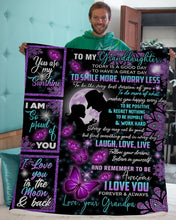 Load image into Gallery viewer, Smile More Worry Less Purple Mandala Grandpa Gift For Granddaughter Sherpa Blanket
