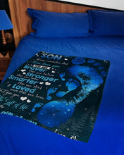 Load image into Gallery viewer, Blue Footprints Gift For Son Loved More Than You Know Fleece Blanket
