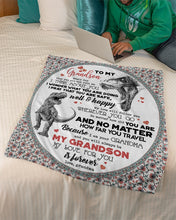 Load image into Gallery viewer, T-rex Grandma Gift For Grandson You Will Always Be My Grandson Fleece Blanket
