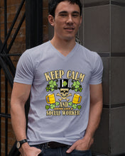 Load image into Gallery viewer, Keep Calm Social Worker Shamrock St. Patrick's Day Printed Mug Guys V-Neck
