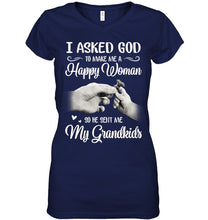 Load image into Gallery viewer, God Sent Me My Grandkids Gift For Grandma Ladies V-Neck
