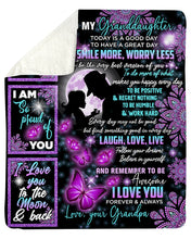 Load image into Gallery viewer, Smile More Worry Less Purple Mandala Grandpa Gift For Granddaughter Sherpa Blanket
