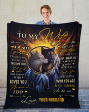 Load image into Gallery viewer, I'm Not Perfect Black And White Wolves Gift For Wife Fleece Blanket
