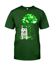 Load image into Gallery viewer, White Husky Patrick Balloons St. Patrick's Day Color Changing Mug Guys Tee
