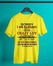 Load image into Gallery viewer, I'm Already Taken By A Freaking Crazy Guy Guys V-Neck
