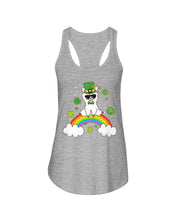 Load image into Gallery viewer, Llama Sitting On Rainbow Clovers St Patrick's Day Gift Ladies Flowy Tank
