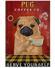 Load image into Gallery viewer, Coffee Company Pug Gift For Dog Lovers Vertical Poster
