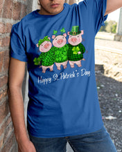 Load image into Gallery viewer, Pig Wear Plaid Shirt And Top Hat St Patrick's Day Gift Guys Tee
