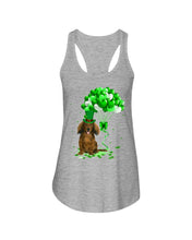 Load image into Gallery viewer, Red Long Haired Dachshund Patrick Balloons St. Patrick's Day Color Changing Mug Ladies Flowy Tank
