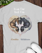 Load image into Gallery viewer, Horses From Our First Kiss Custom Name Gift For Girlfriend Guys Tee
