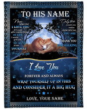 Load image into Gallery viewer, Lion Full Moon Custom Name Gift For Husband Thank You Fleece Blanket
