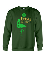 Load image into Gallery viewer, Flamingo Long On Luck Green St. Patrick's Day Printed Mug Sweatshirt
