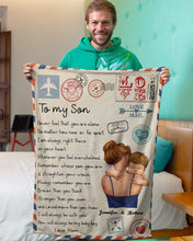 Load image into Gallery viewer, Custom Name Gift For Son Mail Never Feel That You're Alone Fleece Blanket
