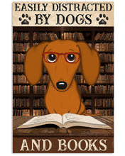 Load image into Gallery viewer, Brown Dachshund Dogs And Books Gift For Dog Lovers Vertical Poster

