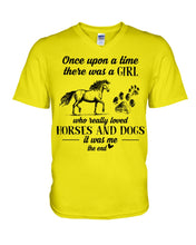 Load image into Gallery viewer, There Was A Girl Who Really Loved Horses And Dogs Guys V-Neck
