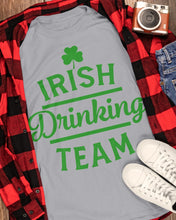 Load image into Gallery viewer, Irsih Drinking Team Green Shamrock St Patrick's Day Guys Tee
