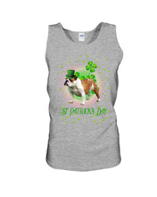 Load image into Gallery viewer, Bulldog Leprechaun Clover St Patrick's Day Gift For Dog Lovers Unisex Tank Top
