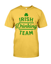 Load image into Gallery viewer, Irsih Drinking Team Green Shamrock St Patrick's Day Guys Tee
