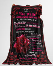 Load image into Gallery viewer, Love You Till I Die Rose Custom Name Gift For Wife Fleece Blanket
