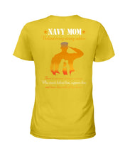 Load image into Gallery viewer, Son Gift For Navy Mom Behind Every Strong Soldier Ladies Tee
