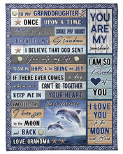 Load image into Gallery viewer, When We Can't Be Together Dolphin Grandma Gift For Granddaughter Fleece Blanket

