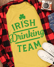 Load image into Gallery viewer, Irsih Drinking Team Green Shamrock St Patrick's Day Guys Tee
