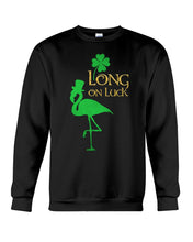 Load image into Gallery viewer, Flamingo Long On Luck Green St. Patrick's Day Printed Mug Sweatshirt
