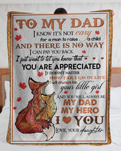 Load image into Gallery viewer, Fox You Are Appreciated Daughter Daughter Gift For Dad Sherpa Blanket
