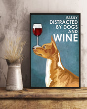 Load image into Gallery viewer, Basenji Dog And Red Wine Blue Background Gift For Dog Lovers Vertical Poster
