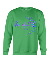 Load image into Gallery viewer, Be Still And Know That I Am God Purple Dragonfly Sweatshirt
