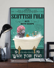 Load image into Gallery viewer, Scottish Fold Cat Co Bath Soap Wash You Paws Gift For Cat Lovers Vertical Poster
