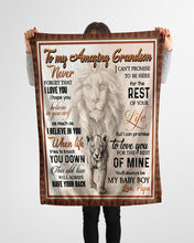 Load image into Gallery viewer, Papa Gift For Grandson Lion When Life Tries To Knock You Down Fleece Blanket
