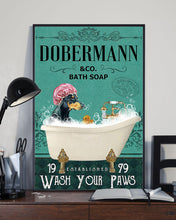 Load image into Gallery viewer, Dobermann Co Bath Soap Wash You Paws Gift For Dog Lovers Vertical Poster
