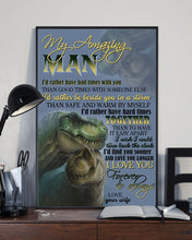 Load image into Gallery viewer, T Rex I'd Rather Be Beside You In A Storm Gift For Husband Vertical Poster
