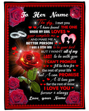 Load image into Gallery viewer, Custom Name Gift For Wife Red Rose Love You Forever And Always Fleece Blanket
