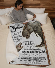 Load image into Gallery viewer, Auntie And Uncle Gift For Nephew These Old Dinosaurs Will Always Have Your Back Sherpa Blanket
