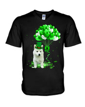 Load image into Gallery viewer, White Husky Patrick Balloons St. Patrick's Day Color Changing Mug Guys V-Neck
