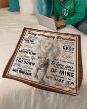 Load image into Gallery viewer, Papa Gift For Grandson Lion When Life Tries To Knock You Down Fleece Blanket
