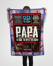 Load image into Gallery viewer, USA Flag Papa The Man The Myth The Legend Fleece Blanket
