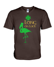 Load image into Gallery viewer, Flamingo Long On Luck Green St. Patrick's Day Printed Mug Guys V-Neck
