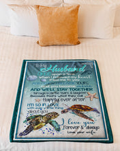 Load image into Gallery viewer, Seashell And Turtles We'll Stay Together Gift For Husband Fleece Blanket
