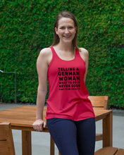 Load image into Gallery viewer, Telling A German Woman What To Do Is Never Good For Your Health Ladies Flowy Tank
