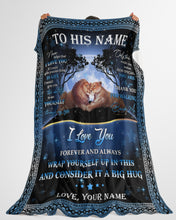 Load image into Gallery viewer, Lion Full Moon Custom Name Gift For Husband Thank You Fleece Blanket

