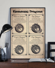 Load image into Gallery viewer, Elemental Dragons Circle Curly Gift For Dragon Lovers Vertical Poster
