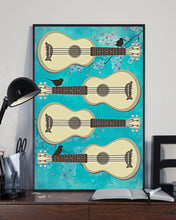 Load image into Gallery viewer, Ukulele Tropical Art Blue Background Meaningful Gift Vertical Poster
